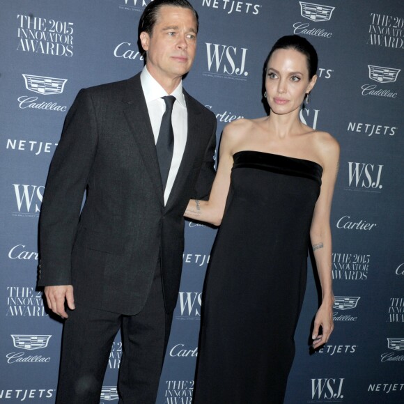Brad Pitt et sa femme Angelina Jolie à la soirée ‘WSJ. Magazine 2015 Innovator' à New York, le 4 novembre 201