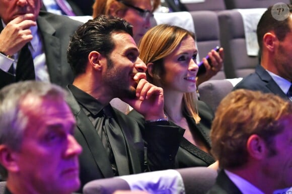 Maxim Nucci et Isabelle Ithurburu lors de la cérémonie des Sportel Awards au Grimaldi Forum à Monaco, le 25 octobre 2016. © Bruno Bebert/Bestimage