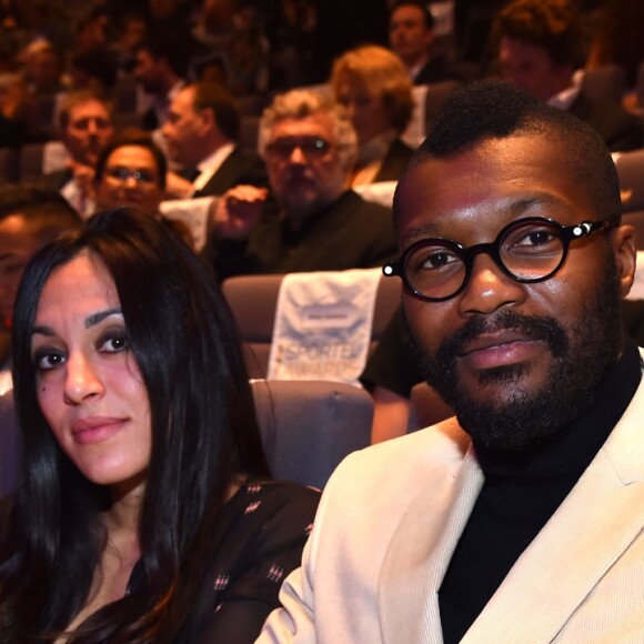 Djibril Cissé et sa compagne Marie-Cécile Lenzini dans la salle lors de la cérémonie des Sportel Awards au Grimaldi Forum à Monaco, le 25 octobre 2016. © Bruno Bebert/Bestimage