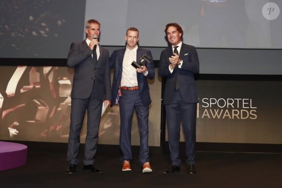 Marc Maury, Richard Whitehead, Camiel Eurlings lors de la cérémonie des Sportel Awards au Grimaldi Forum à Monaco, le 25 octobre 2016. © Claudia Albuquerque/Bestimage