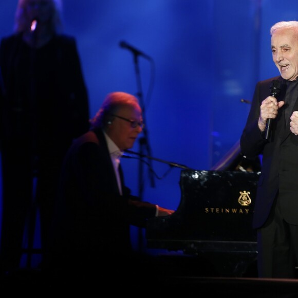 Charles Aznavour en concert au Madison Square Garden à New York. Le 15 octobre 2016