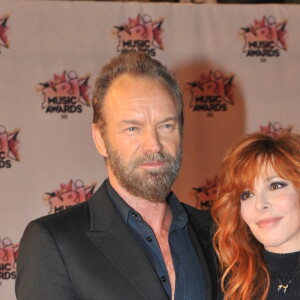 Mylène Farmer et Sting à la 17ème cérémonie des NRJ Music Awards 2015, au Palais des Festivals à Cannes, le 7 novembre 2015. © Rachid Bellak