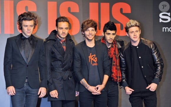 Harry Styles, Liam Payne, Louis Tomlinson, Zayn Malik et Niall Horan - Le groupe "One Direction" presente son film "One Direction: This Is US" a Chiba au Japon le 3 novembre 2013.