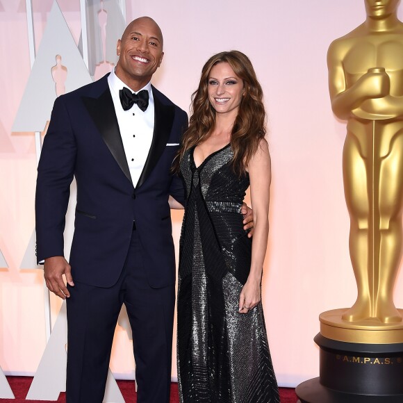 Dwayne Johnson et Lauren Hashian - People à la 87ème cérémonie des Oscars à Hollywood le 22 février 2015
