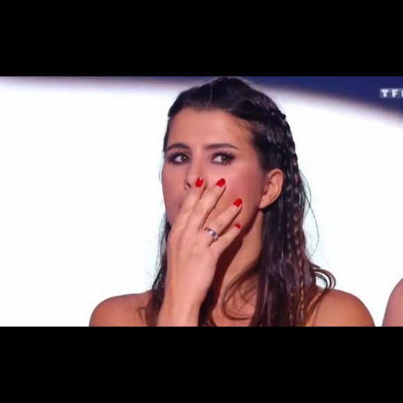 Karine Ferri choquée par l'élimination de Sylvie Tellier - Danse avec les stars 7, sur TF1. Samedi 5 novembre 2016