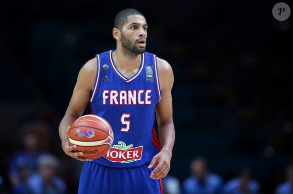 Nicolas Batum lors de la défaite de l'équipe de France face à l'Espagne lors de la demi-finale de l' Eurobasket à Lille, France le 17 septembre 2015.