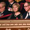 Le prince Andrew, duc d'York , Theresa May et son mari Philip May lors de la soirée du Festival Royal du Souvenir, dédié à la commémoration des victimes de guerres, au Royal Albert Hall à Londres, le 12 novembre 2016.