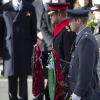 Le prince William, le prince Harry et le prince Andrew se recueillant au Cénotaphe de Whitehall le 13 novembre 2016 à Londres, lors des commémorations du Dimanche du Souvenir (Remembrance Sunday).