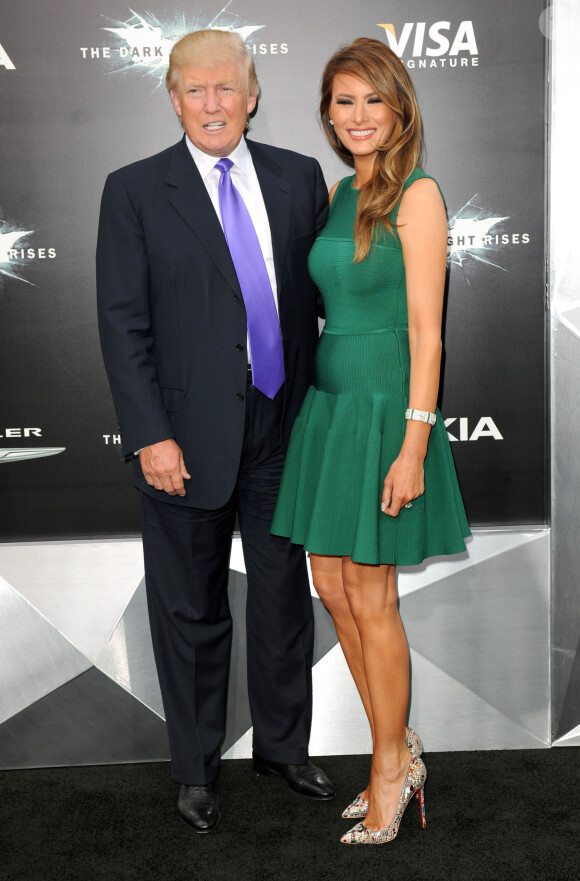 Donald Trump et sa femme Melania Trump à l'avant-première du film The Dark Knight Rise à New York le 16 juillet 2012.