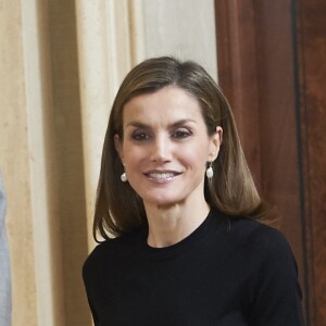 La reine Letizia et le roi Felipe VI d'Espagne recevaient en audience au Palais de la Zarzuela à Madrid le 18 novembre 2016 une délégation de la TVE à l'occasion des 60 ans de la société de télévision publique. © Jack Abuin/Zuma Press/Bestimage