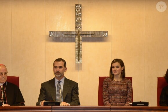 Le roi Felipe VI et la reine Letizia lors du 50e anniversaire de la Conférence épiscopale espagnole le 22 novembre 2016