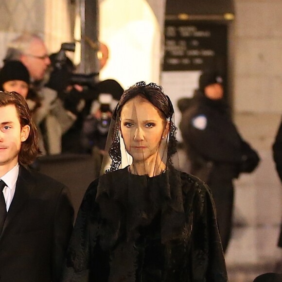 Céline Dion, ses enfants René-Charles Angélil, les jumeaux Nelson Angélil et Eddy Angélil - Sorties des obsèques nationales de René Angélil en la Basi­lique Notre-Dame de Montréal, le 22 janvier 2016.© Morgan Dessales/Bestimage