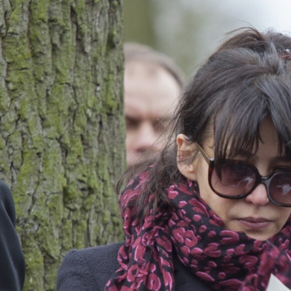 Sophie Marceau et son fils Vincent Zulawski aux obsèques de son ex-mari Andrzej Zulawski à Gora Kalwaria, près de Varsovie en Pologne le 22 février 2016.