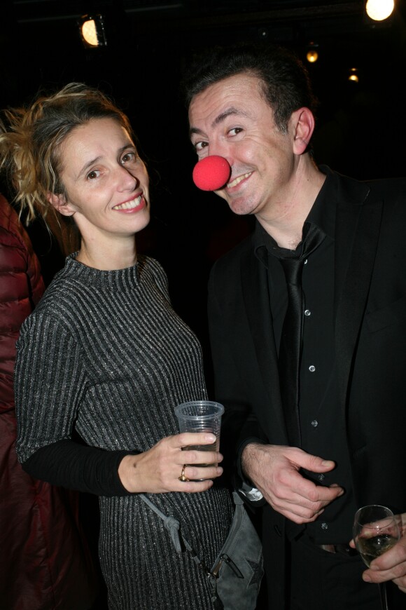 Exclusif - Gérald Dahan et sa femme Claire  à l'inauguration du bateau théâtre de Gérald Dahan "Le Nez Rouge" au Bassin de la Villette à Paris le 1er décembre 2016.