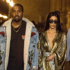 Kim Kardashian, Kanye West et Kourtney Kardashian se rendent à l'after-show "Balmain" au restaurant "Loulou" à Paris, le 29 septembre 2016.