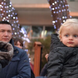 Semi-exclusif - La princesse Charlene et ses deux enfants Gabriella et Jacques pendant l'inauguration du Village de Noël à Monaco le 3 décembre 2016. Le Village de Noël est installé sur le quai Albert 1er du Port Hercule. Les animations telles que manèges pour enfants, la patinoire ou la grande roue et les différents stands de souvenirs ou de nourritures seront ouverts du 2 décembre au 2 janvier 2017. © Charly Gallo / Gouvernement Princier /Pool restreint Monaco/Bestimage Semi-exclusive