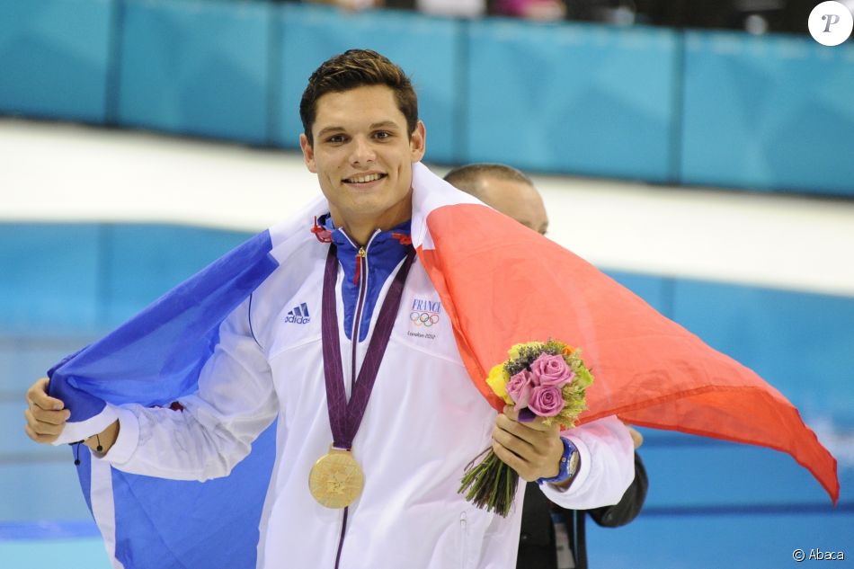 Florent Manaudou chamoion olypipque du 50m nage libre à Londres le 3 aoûrt 2012.