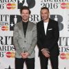 Louis Tomlinson, Liam Payne à la Cérémonie des BRIT Awards 2016 à l'O2 Arena à Londres, le 24 février 2016.
