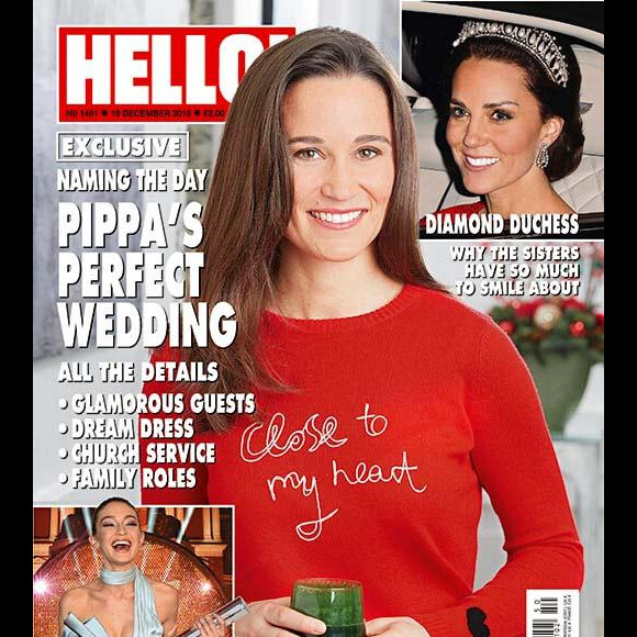 Le mariage de Pippa Middleton, qui aura lieu le 20 mai 2017, fait la couverture du magazine britannique Hello!, édition du 19 décembre 2016.