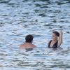 Exclusif - Sharon Stone et son nouveau compagnon Lonnie Cooper (un agent sportif) se baignent sur une plage de Saint-Barthélemy le 29 novembre 2016.