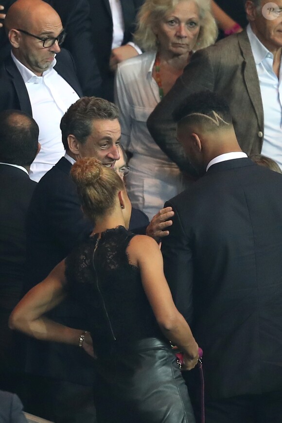Nicolas Sarkozy, Tony Yoka et Estelle Mossely - People au match de Ligue des champions Psg contre Arsenal au Parc des Princes à Paris le 13 septembre 2016.