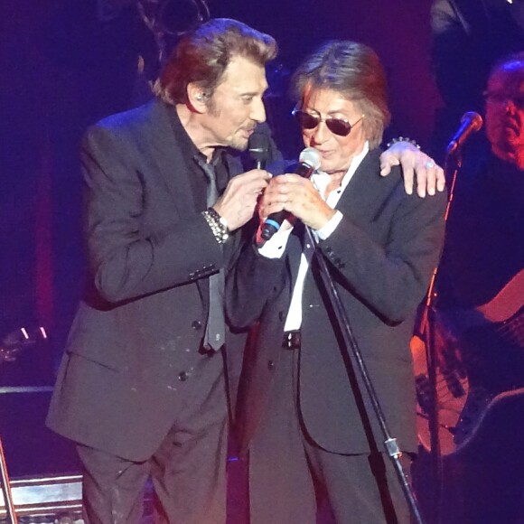 Johnny Hallyday et Jacques Dutronc - Premier concert "Les Vieilles Canailles" à Paris, du 5 au 10 novembre 2014.
