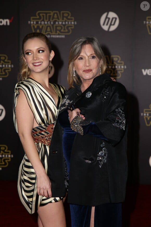 Billie Lourd et sa mère Carrie Fisher - Première de "Star Wars : le réveil de la force" à Los Angeles le 14 décembre 2015