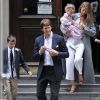 Gisele Bundchen en compagnie de son mari Tom Brady et de leurs enfants Benjamin et Vivian Lake à New York le 29 avril 2016.