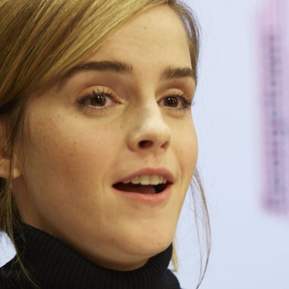 Emma Watson participe au lancement de l'initiative HeForShe Impact 10x10x10 pour l'égalité des femmes et des hommes à New York le 20 septembre 2016.