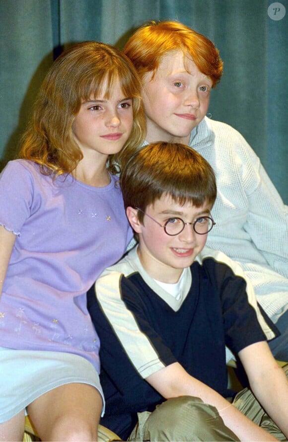 Emma Watson, Daniel Radcliffe et Rupert Grint à Londres en 2000.