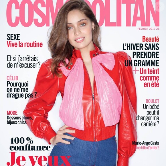 Marie-Ange Casta en couverture du magazine Cosmopolitan France. Numéro de février 2017.