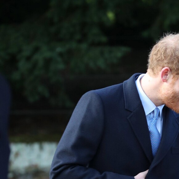 Le prince Harry lors la messe de Noël à l'église de Sandringham le 25 décembre 2016.