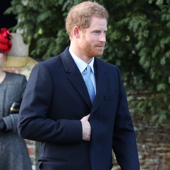 Le prince Harry lors la messe de Noël à l'église de Sandringham le 25 décembre 2016.