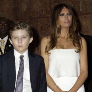 Barron Trump, Melania Trump - Donald Trump se déclare candidat à l'investiture républicaine pour la présidentielle de 2016 lors d'une conférence à New York, le 16 juin 2015.