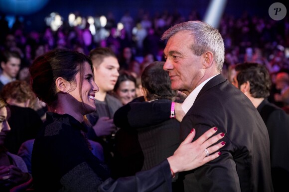Exclusif - Karine Ferri avec Pierre Lemarchal lors de la soirée hommage Grégory Lemarchal : Dix ans après, l'histoire continue, le 7 janvier 2017 au Zénith de Paris et sur TF1 (réalisation DMLS TV), au profit de la construction d'une maison d'accueil pour les patients atteints de la mucoviscidose. © Cyril Moreau/Bestimage