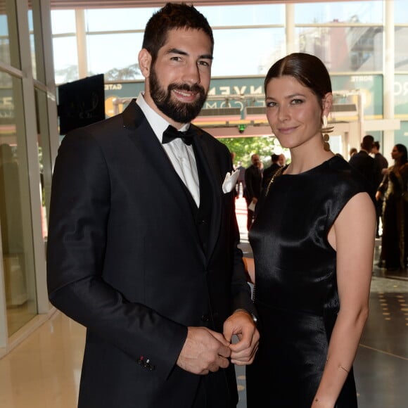 Exclusif - Nikola Karabatic et sa femme Géraldine Pillet - Dîner de gala au profit de la Fondation PSG au Parc des Princes à Paris le 16 mai 2017.