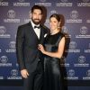 Exclusif - Nikola Karabatic et sa femme Géraldine Pillet - Dîner de gala au profit de la Fondation PSG au Parc des Princes à Paris le 16 mai 2017.