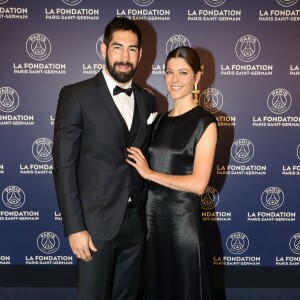 Exclusif - Nikola Karabatic et sa femme Géraldine Pillet - Dîner de gala au profit de la Fondation PSG au Parc des Princes à Paris le 16 mai 2017.