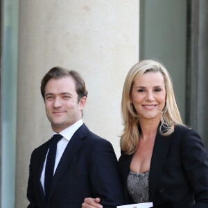 Laurence Ferrari et son mari, Renaud Capuçon - Dîner officiel au Palais de l'Elysée, en l'honneur de Mr Shinzo Abe, Premier ministre du Japon à Paris le 5 mai 2014.