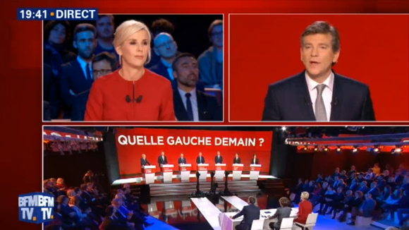 Arnaud Montebourg et Laurence Ferrari s'écharpent lors du deuxième débat du primaire de la gauche sur BFMTV le 15 janvier 2017