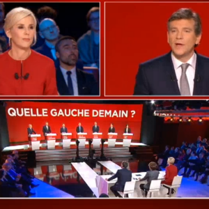 Laurence Ferrari et Arnaud Montebourg s'écharpent lors du deuxième débat du primaire de la gauche le 15 janvier 2017 sur BFMTV