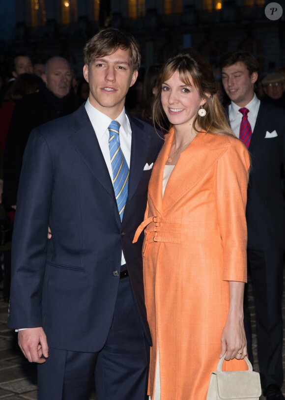 Le Prince Louis de Luxembourg et la princesse Tessy au mariage civil de l'archiduc Christoph d'Autriche et d'Adelaide Drape-Frisch à Nancy le 28 décembre 2012