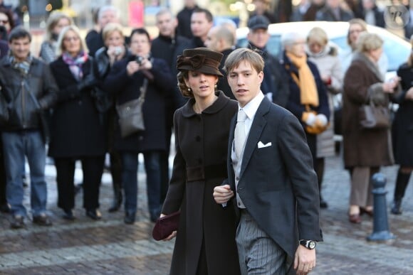 Le prince Louis de Luxembourg et la princesse Tessy au mariage de l'archiduc Christoph d'Autriche et d'Adelaide Drape-Frisch à la Basilique Saint-Epvre de Nancy, le 29 décembre 2012.