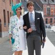 Le prince Louis de Luxembourg la princesse Tessy au mariage de la princesse Alix de Ligne et Guillaume de Dampierre, en l'église Saint-Pierre à Beloeil, en Belgique, le 18 juin 2016, trois mois avant leurs 10 ans de mariage. Le 18 janvier 2017, le couple annonce sa décision de divorcer.