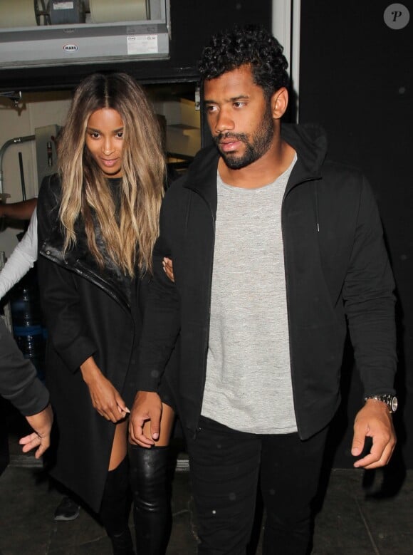 Ciara et son fiancé Russell Wilson au club Nice Guy à West Hollywood le 14 avril 2016.