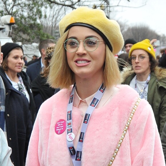 Katy Perry lors de la ‘marche des femmes' contre Trump à Washington, le 21 janvier 2017