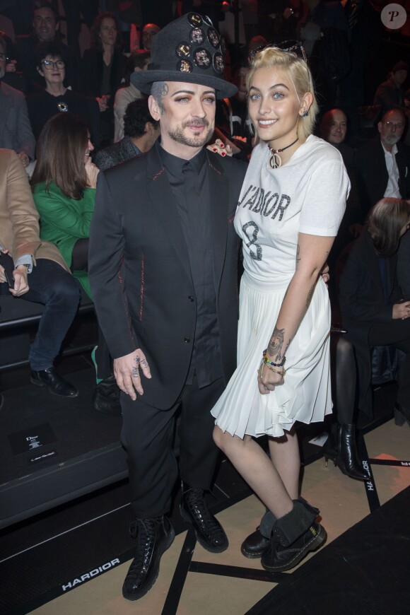 Boy George et Paris Jackson au défilé de mode "Dior Homme", collection Hommes Automne-Hiver 2017/2018 au Grand Palais à Paris. Le 21 janvier 2017 © Olivier Borde / Bestimage