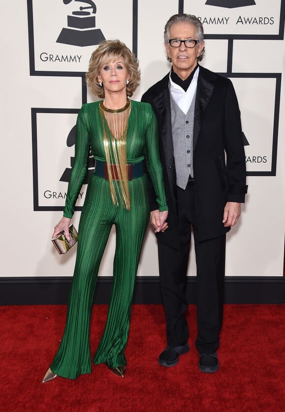 Jane Fonda et son compagnon Richard Perry - 57ème soirée annuelle des Grammy Awards au Staples Center à Los Angeles, le 8 février 2015.