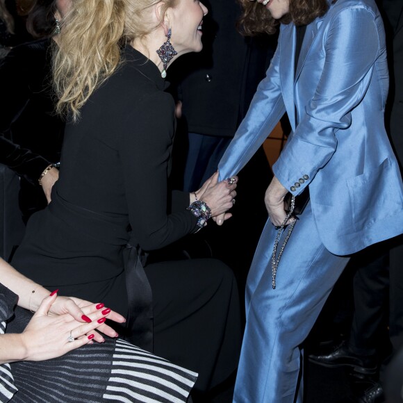 Nicole Kidman et Isabelle Huppert - People au défilé de mode Haute-Couture printemps-été 2017 "Giorgio Armani Privé" au Palais de Chaillot à Paris le 24 janvier 2017.