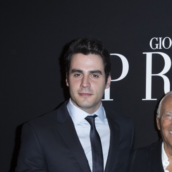 Ben Cura, Giorgio Armani et Olga Kurylenko - People en backstage du défilé de mode Haute-Couture printemps-été 2017 "Giorgio Armani Privé" au Palais de Chaillot à Paris le 24 janvier 2017.